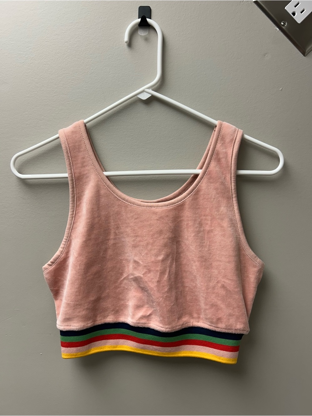 Wild Fable Women’s Veloour Cropped Tank Top with Striped Rainbow Hem